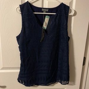 Navy blue blouse, with lace detailing, new never worn with tags